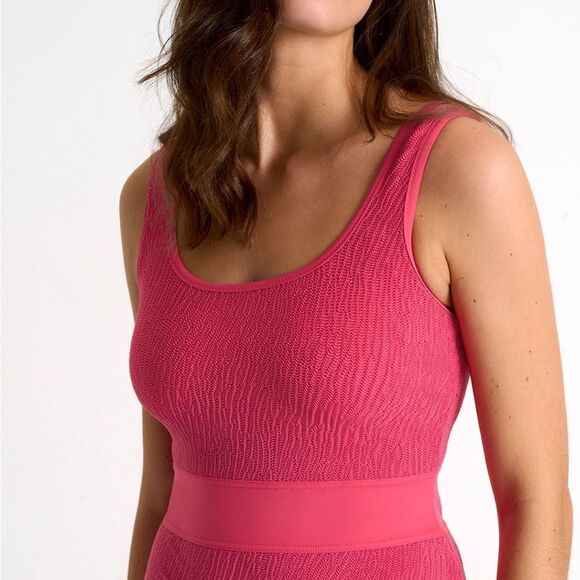 SHAN Swimwear Dahlia Textured Sleeveless Swim Mini Dress in Rose Pink $430 Sz 8 - Picture 3 of 16